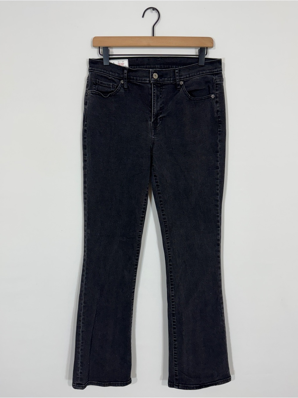 WJ66 {GAP} "Baby Boot Mid Rise" Faded Black Bootcut Denim Jeans